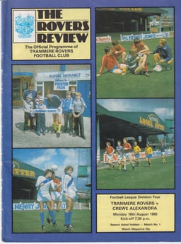 Tranmere Rovers v Crewe Alexandra Match Programme 1980-08-18